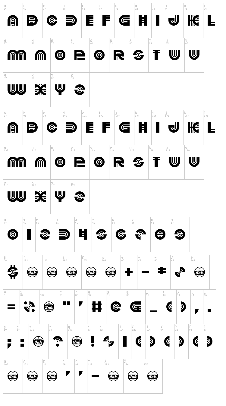 Pounds of Violence font map